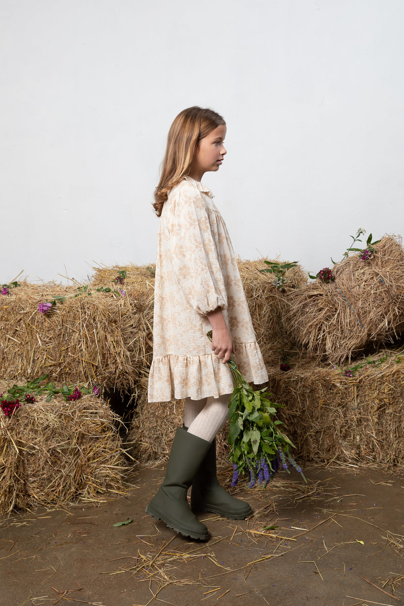 Isabella Dress Natural Embroidery