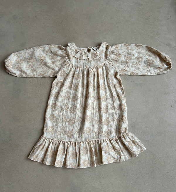 Isabella Dress Natural Embroidery 8 Years/ Sample