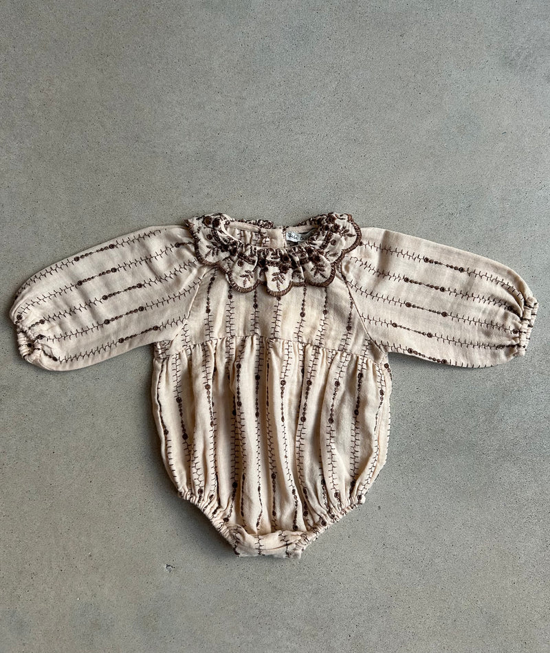 Amelia Romper Antique Rose 3 Months/ Sample