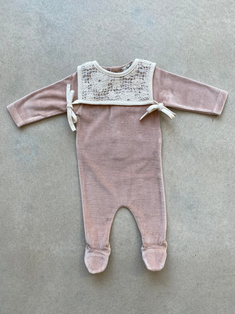 Iris Velour Collar Overall  Dusty Rose