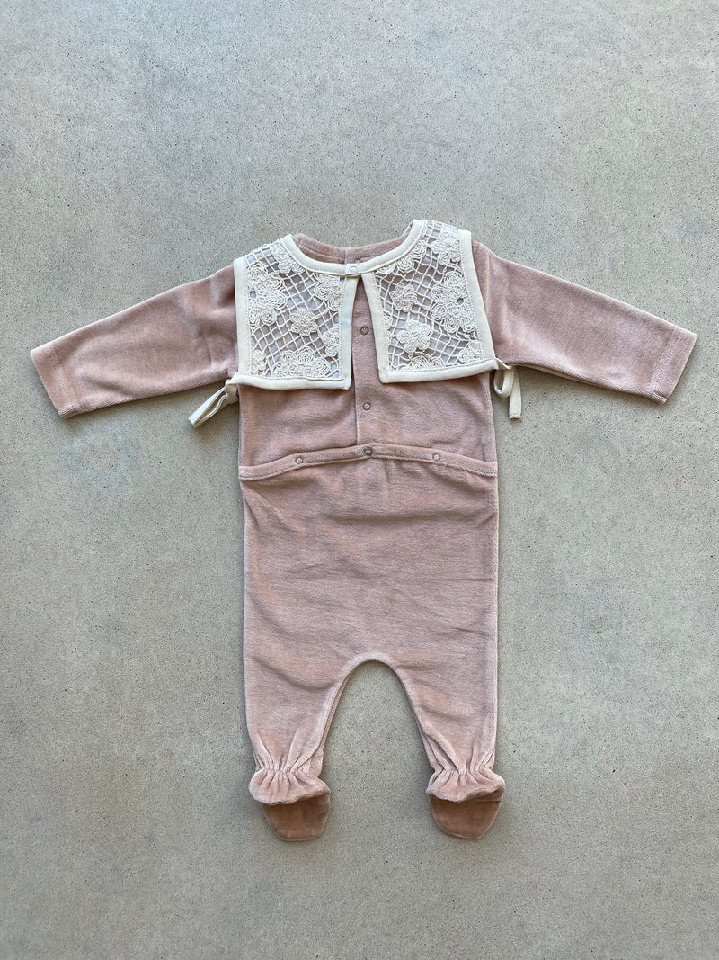 Iris Velour Collar Overall  Dusty Rose