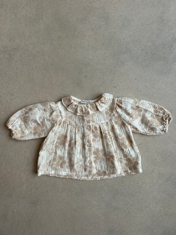 Isabella Baby Blouse Natural Embroidery 3 Months/ Sample