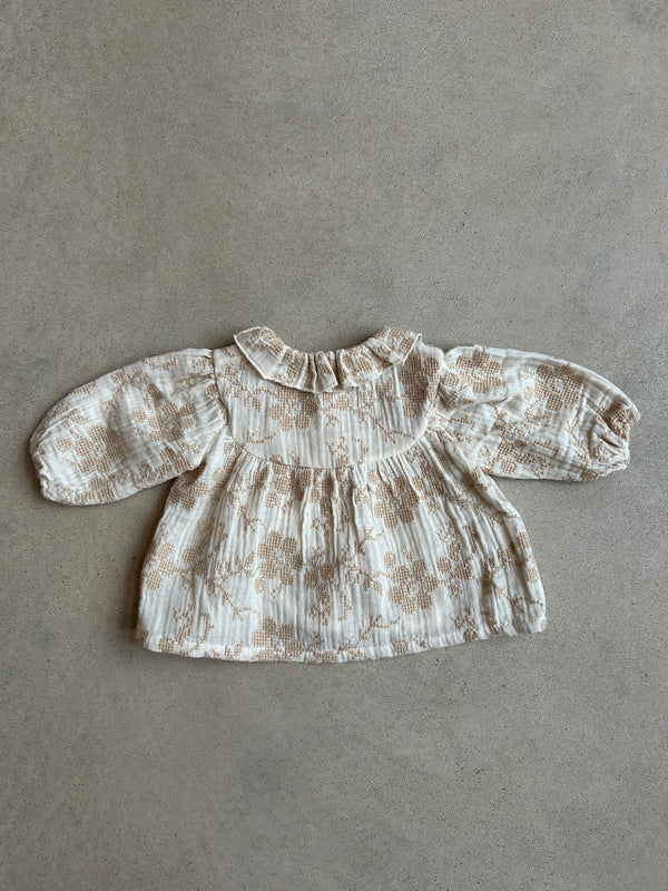 Isabella Baby Blouse Natural Embroidery 3 Months/ Sample